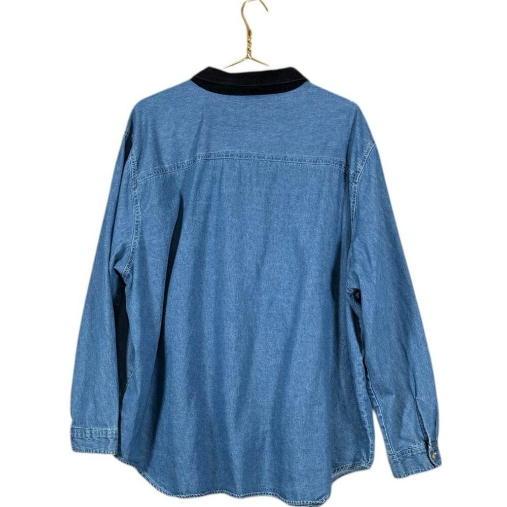 Bobbie Brooks Denim Shirt Embroidered Cardinals Christmas Top | 26W / 28W - Picture 3 of 7